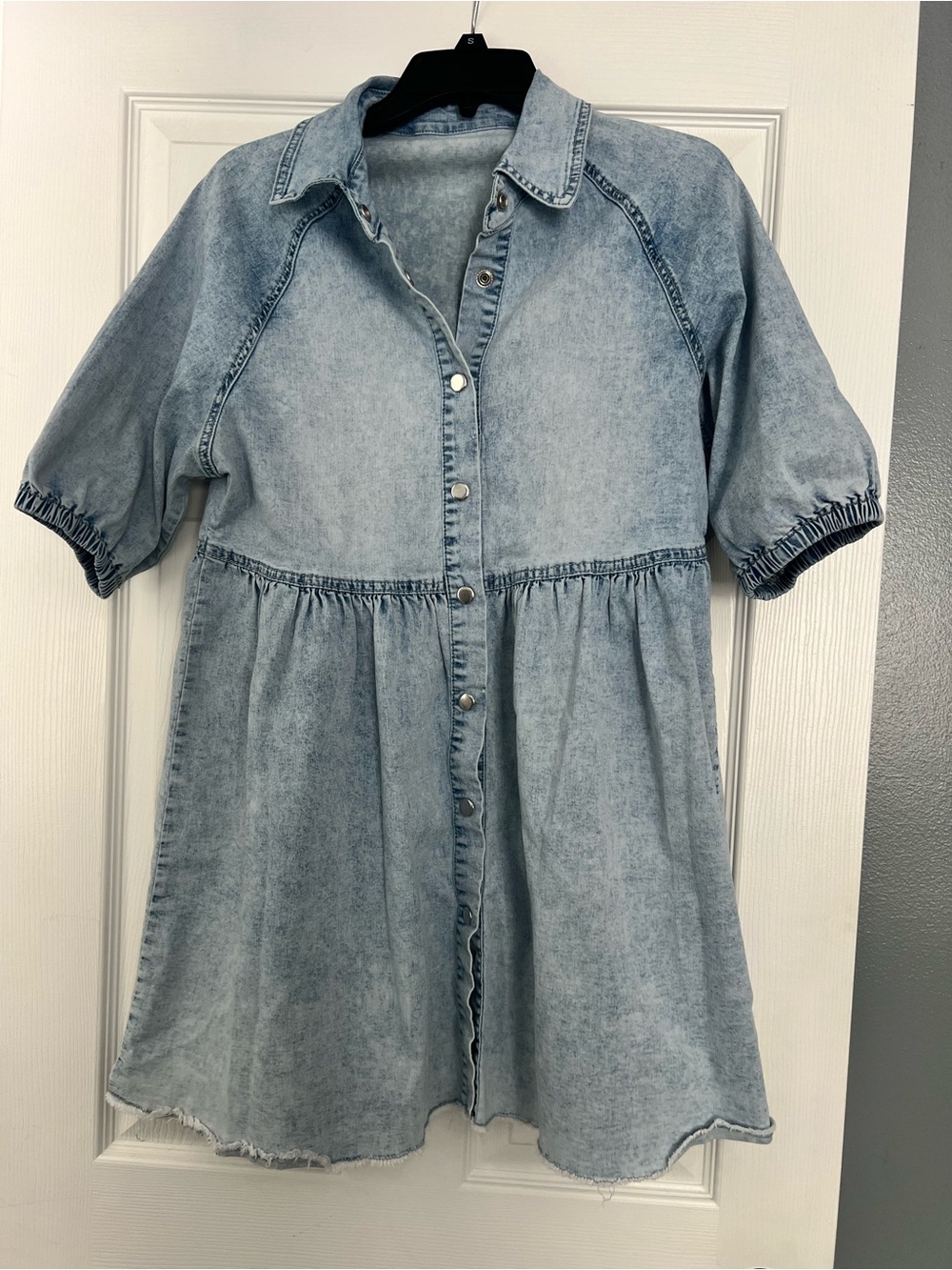 Light Wash Denim Dress with Button Front